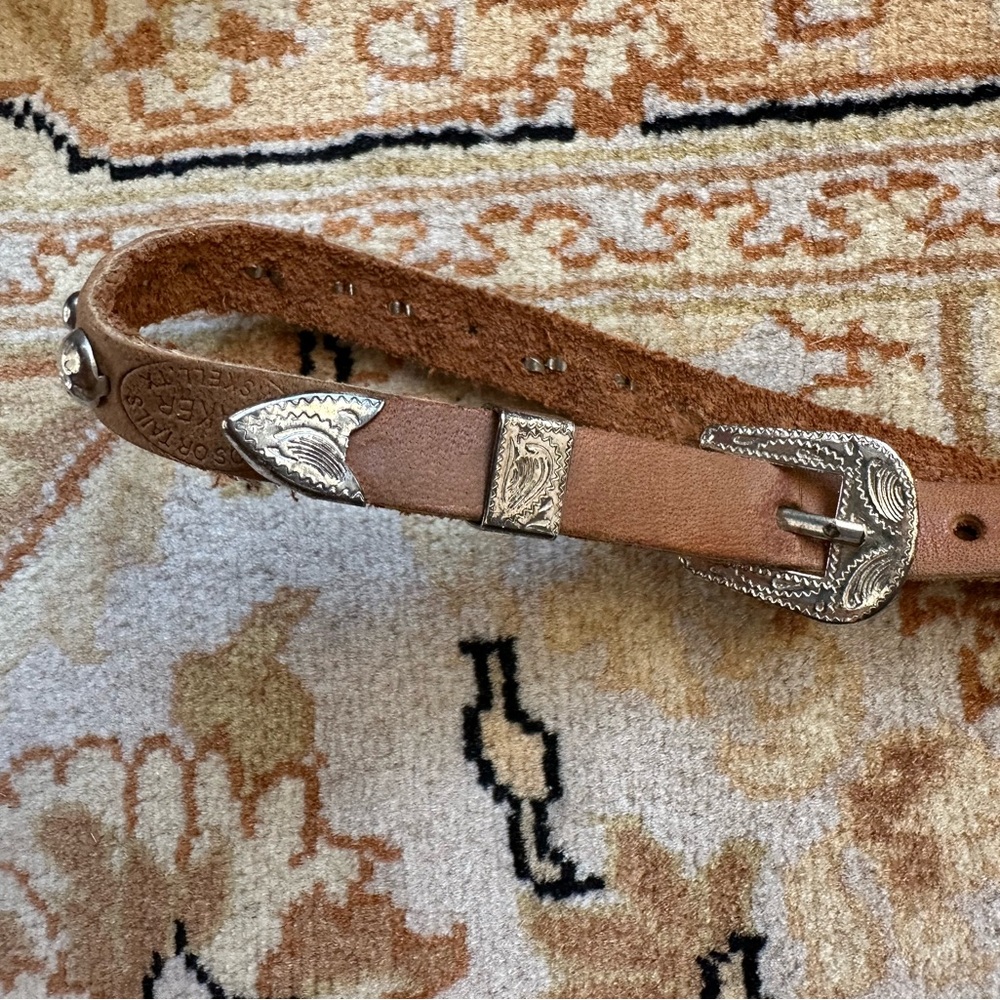 Brown Medium Leather Hat Band with Silver Buckle